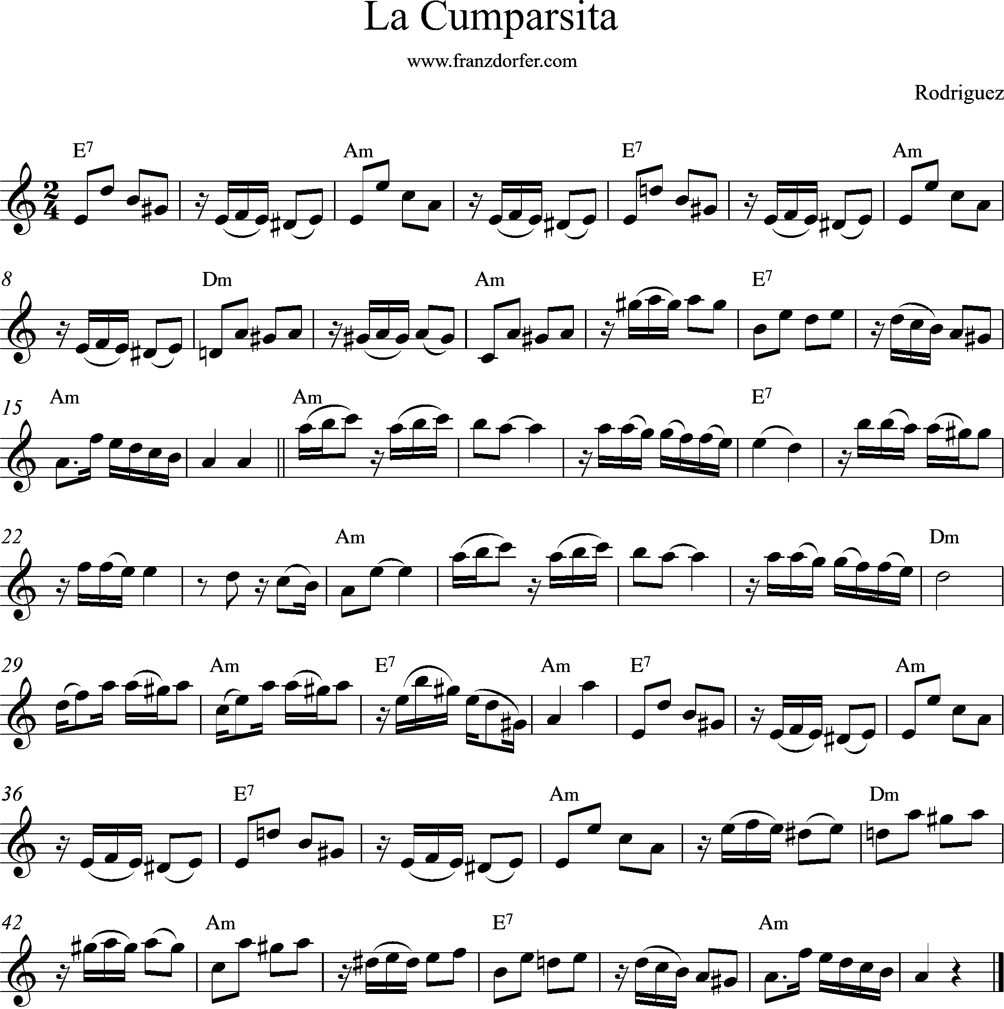 sheetmusic, La Cumparsita, a-minor